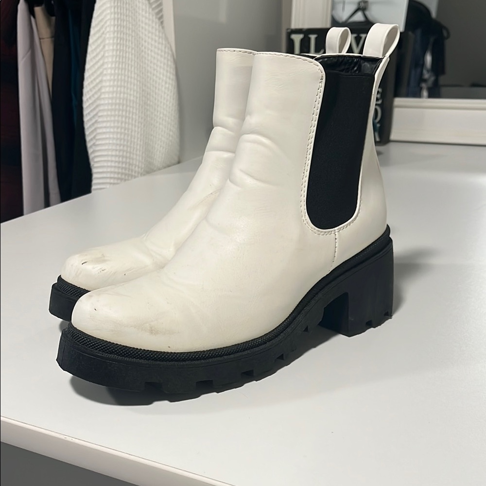 White Chunky Chelsea Boots
